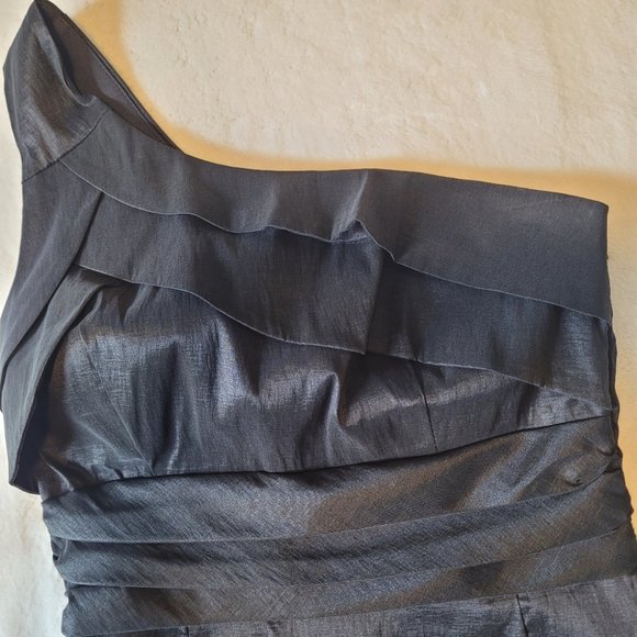 G.L.A.M. One Shoulder Black Dress with Bottom Ruffles Size Medium - Picture 7 of 9